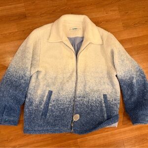 Blue and White Gradient Fleece Jacket